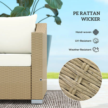 Outsunny Outdoor Wicker Patio Sofa With Cushions And Throw Pillows