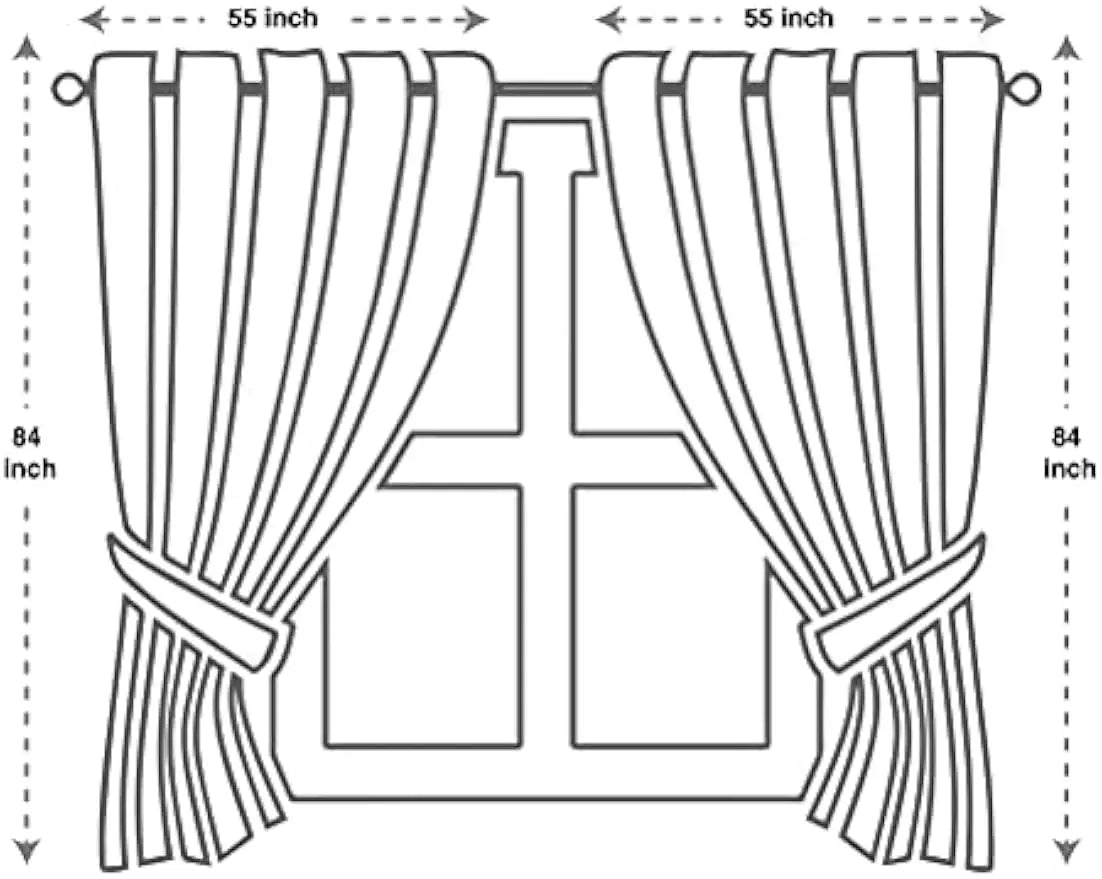 Luxury Jacquard Window Curtain Set with Valance, Brown 2 Panels 55x84 inches for Bedroom Living Room Dining