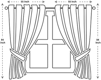 Luxury Jacquard Window Curtain Set with Valance, Brown 2 Panels 55x84 inches for Bedroom Living Room Dining