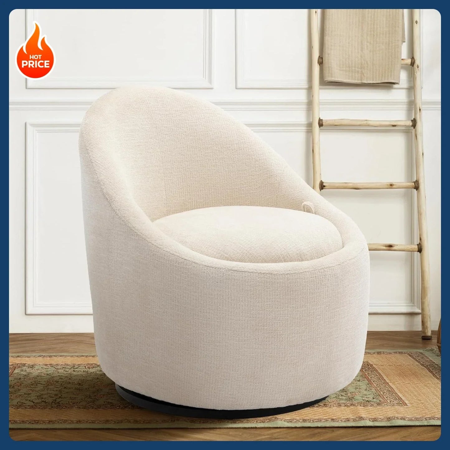 [Best Seller!]Swivel Accent Chair, 360° Swivel Chair with Hidden Storage, Modern Small Barrel Swivel Armchair for Living Room/Be