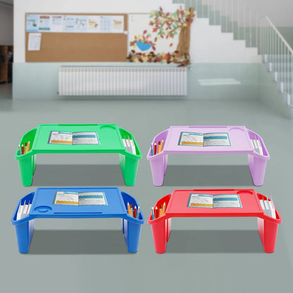 4-Piece Kids Lap Desk Set with Storage Pockets - Lightweight Plastic Tray for Breakfast, Laptop &amp; Crafts in Bed  table for kids