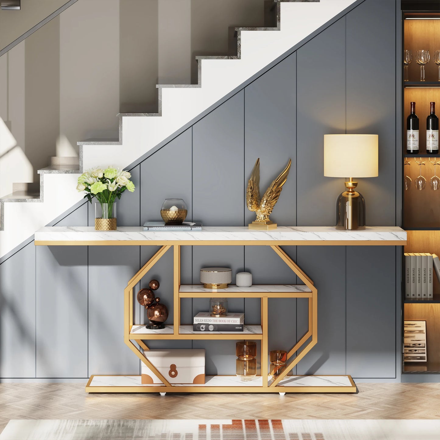 Tribesigns Console Table With Storage Four-Tier Entryway Accent