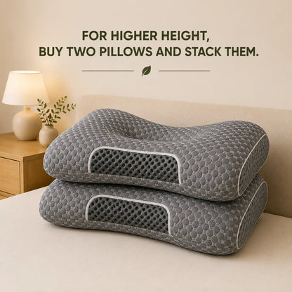 Ultra-Soft Ergonomic Neck Support Pillow, Contour Cervical Pillow for Side, Back &amp; Stomach Sleepers, Breathable Fabric, Easy to Clean, Pressure Relief for Deep Sleep