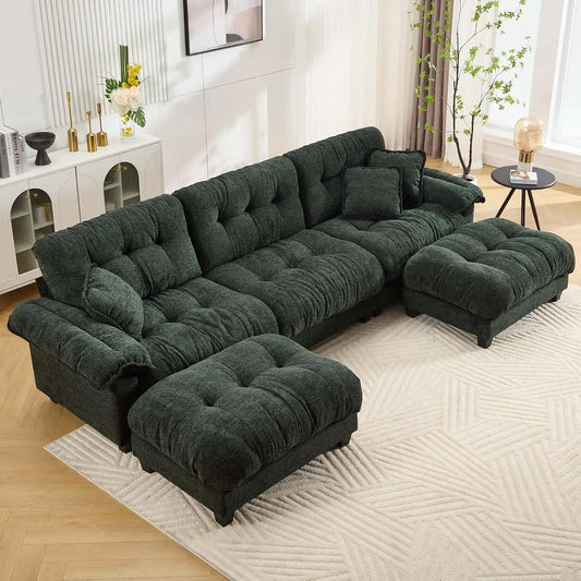 Modular U Shaped Sectional Sofa Chenille Cloud Couch