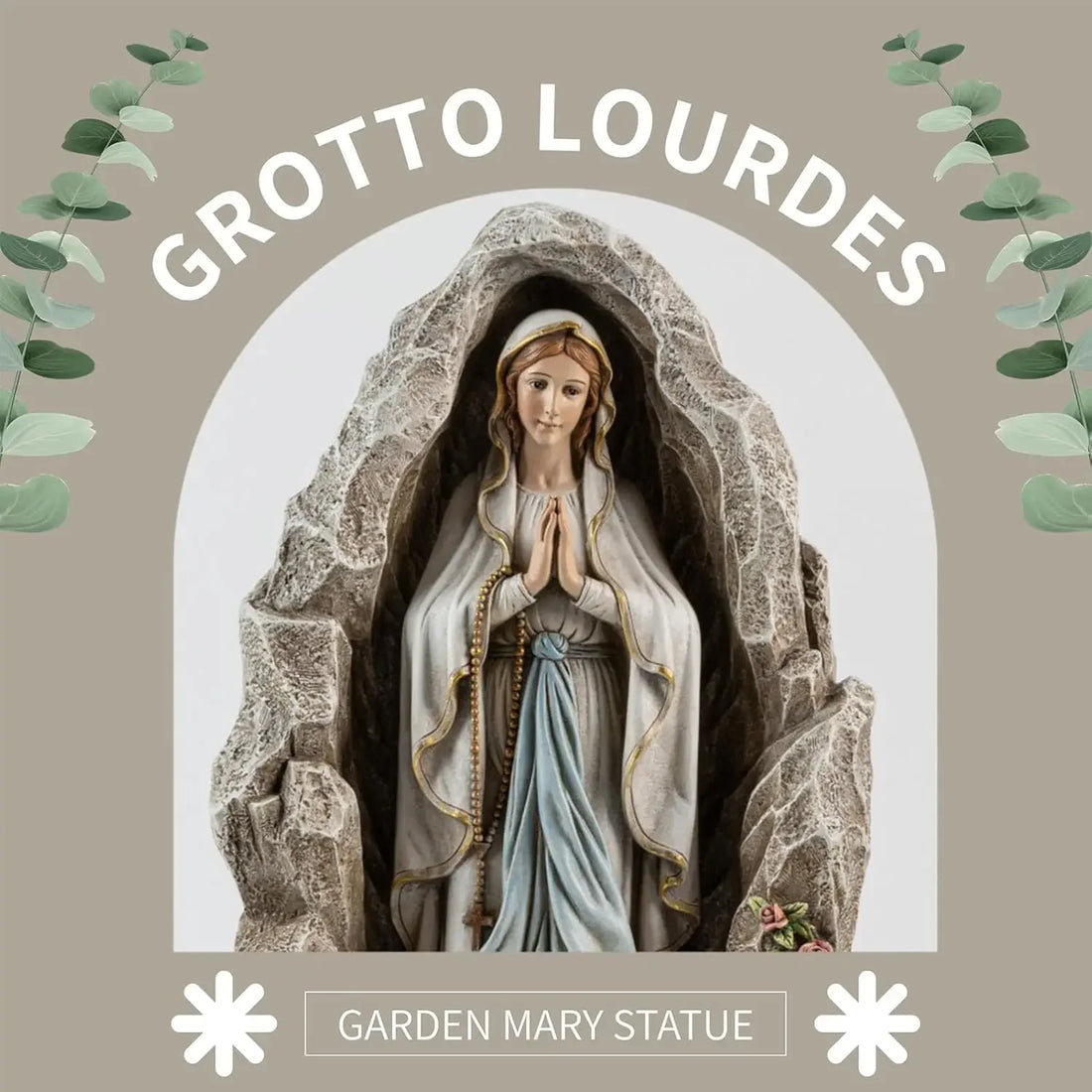 Virgin Mary Statue Catholic Decor Our Lady Of Lourdes Grotto Sculpture Home Yard Patio Lawn Hallway