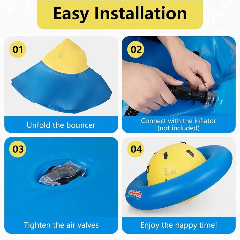 OLAKIDS 8FT Inflatable Dome Rocker Bouncer,Outdoor Kids Giant Roll and Play Seesaw Rocker w/ 6 Secure Handles,Max Weight 250 LBS