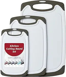 Cutting Boards for Kitchen - BPA-Free Chopping Board - Different Sizes &amp; Non Slip Handles - Reversible, Large Cutting Board Set