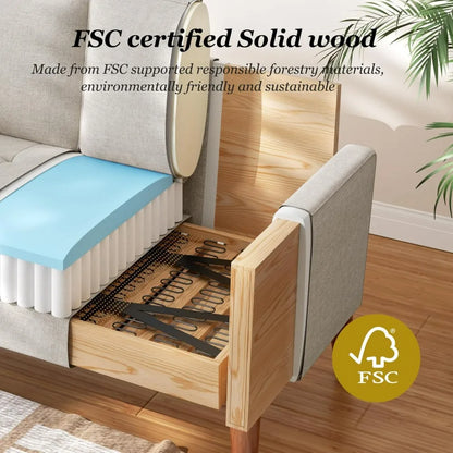 48 Inch Vesgantti Loveseat Sofa - Solid Wood Legs Mid Century Modern Easy Assembly Couch Throw Pillow Ashbeige for Apartment