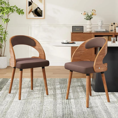 Modern Wood Dining Chairs Set of 4 Upholstered with Curved Backrest for Kitchen Dining Room Living Room, Customized
