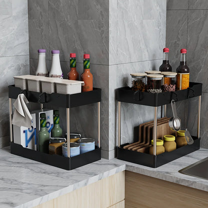 3pcs Under Bathroom Sink Organizers – Countertop Storage Racks for Cosmetics, Kitchen &amp; Bathroom Use, Large, Medium, Small Sizes