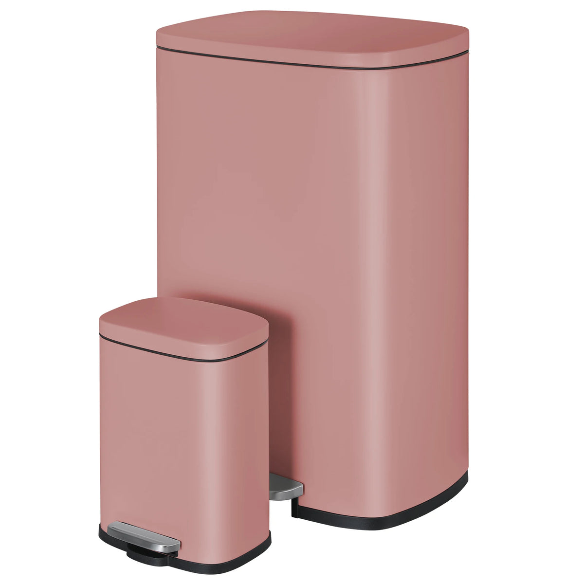 Kitchen Trash Garbage Can 50L+5L Soft-Close, Smudge Resistant Trash Can with Foot Pedal-Brushed Stainless Steel, Satin Nickel