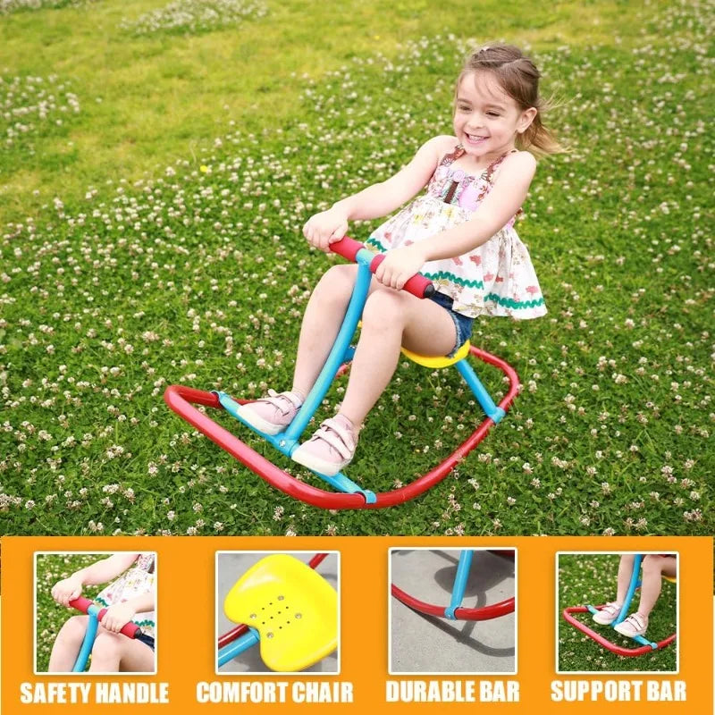 YTYIN Premium Kids Rocking Horse Seesaw Combination Playground Equipment Backyard