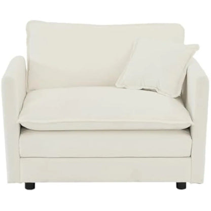 Modern Chenille Armchair With Deep Seat And High Backrest