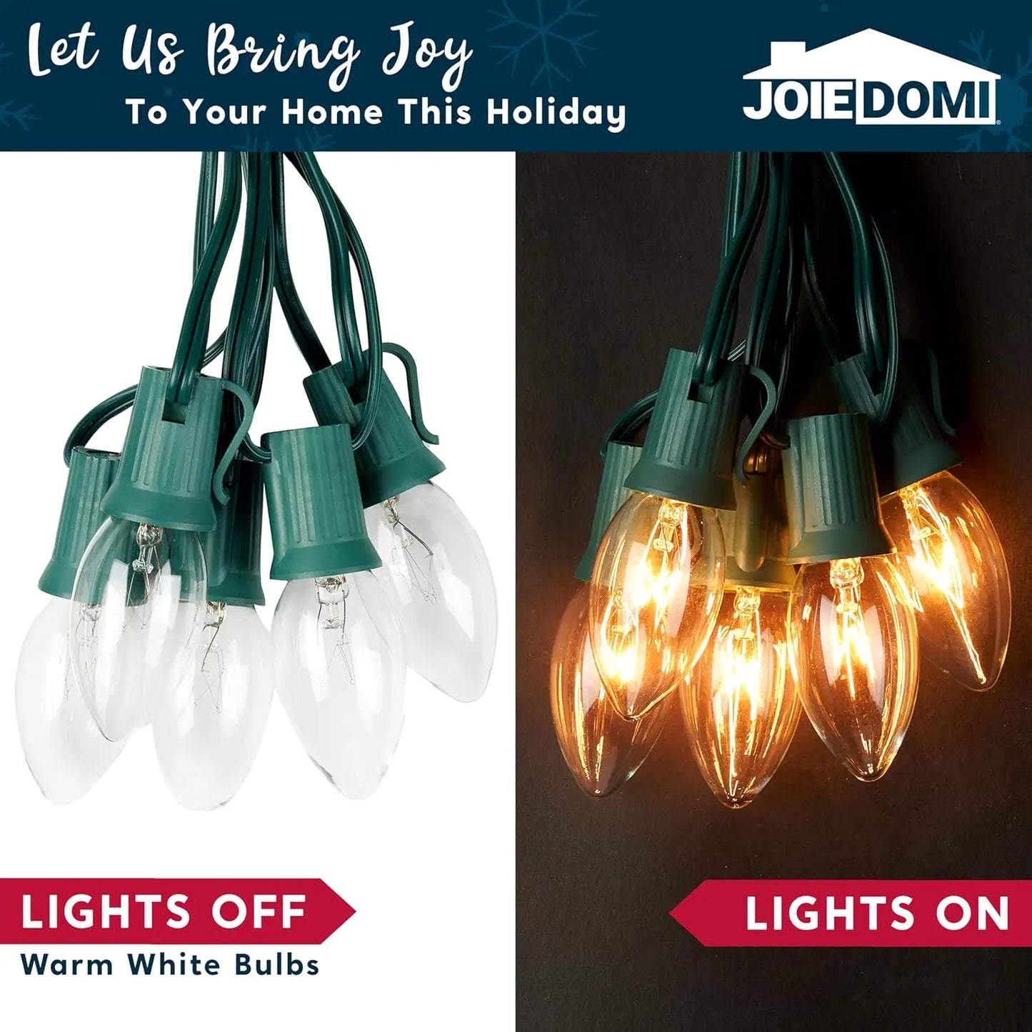 Joyfy C9 Christmas Pathway Lights Outdoor Waterproof String Lights For Holiday Decor