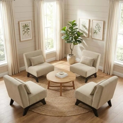 Upholstered Armless Lounge Chairs with Foam Cushioning and Bamboo Frame