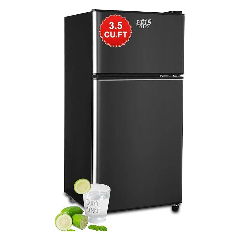 Krib Bling Mini Fridge With Freezer Double Door Energy Saving Low Noise
