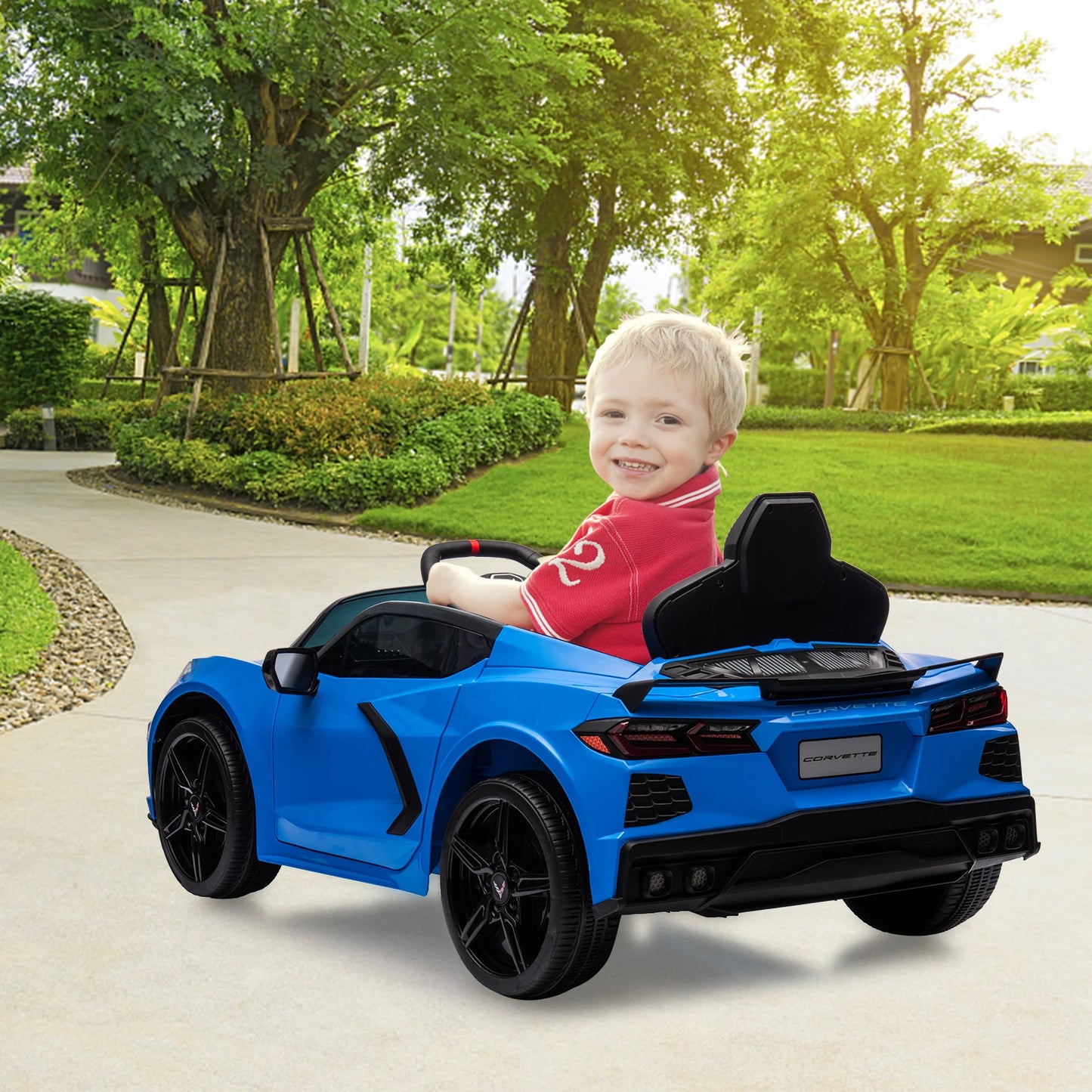12V Kids Ride On Car Sports Licensed Electric Car Toy for Toddles with Remote Control, Visual Dashboard, LED Lights, Music
