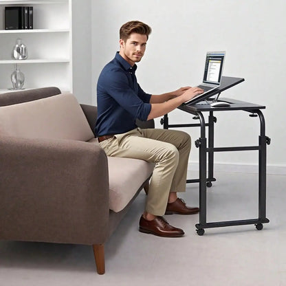Mteryoing Overbed Table With Wheels, 31.5 In Laptop Desk Cart, Table Over The Bed Table Adjustable Height And Length For Hospita