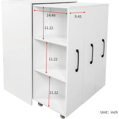 3-Tier Pull-Out Door Bookshelf, Mobile Storage Cabinet for Home Office, Living Room, and Bedroom