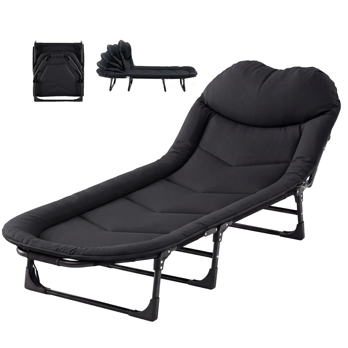 JHK Folding Camping Cot With Mattress Adjustable Outdoor Sleeping Bed
