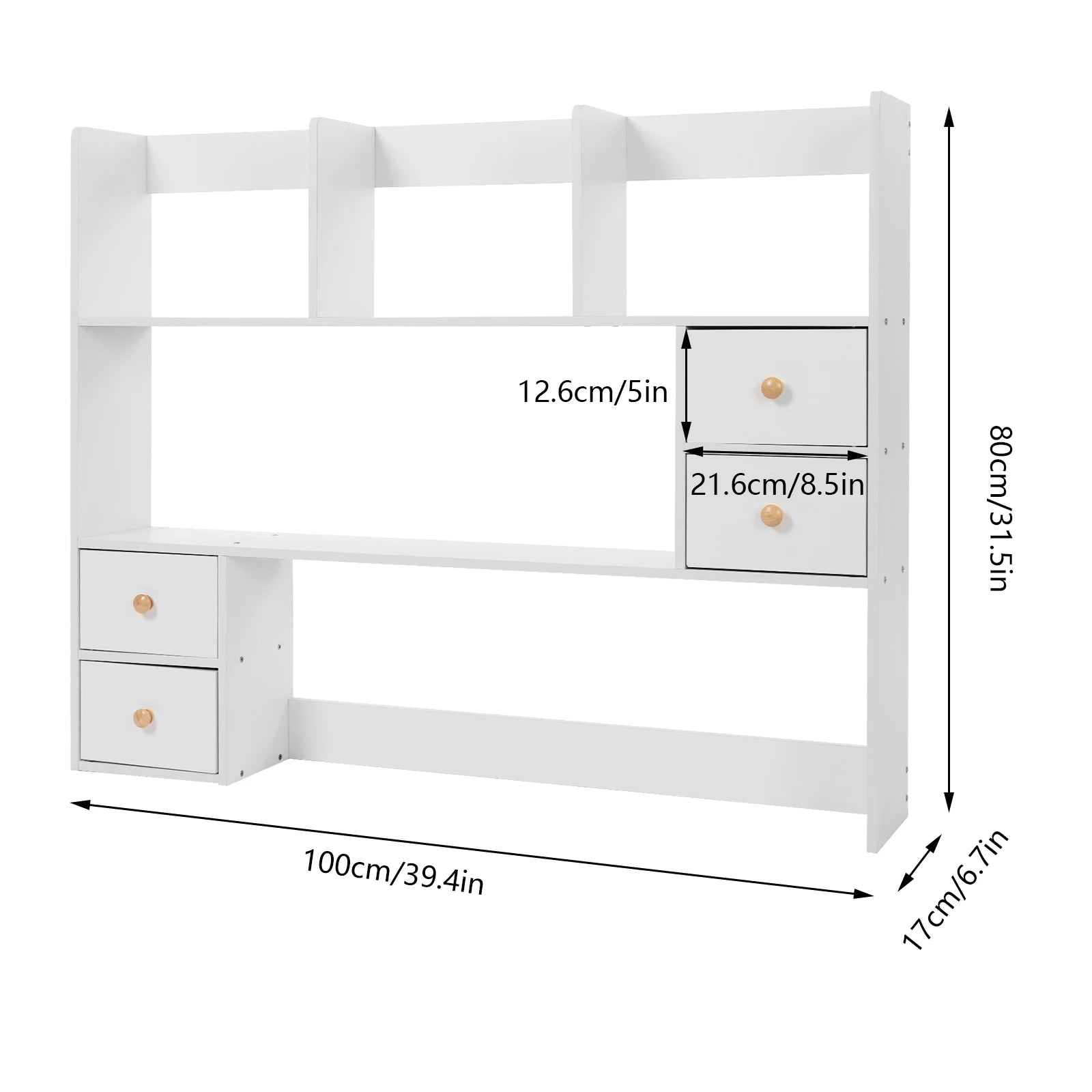 Bymaocar Desk Bookshelf 4 Cabinet MDF Desktop Organizer