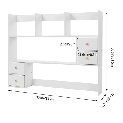 Bymaocar Desk Bookshelf 4 Cabinet MDF Desktop Organizer