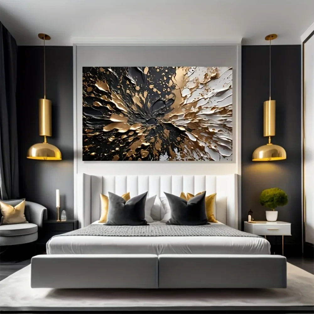 Hign-concerned Modern Abstract Wall Mural in Pine Wood Frame