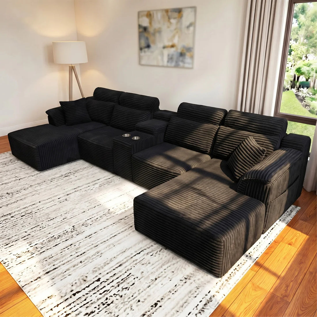 YQzyphyna Modular Cloud U-Shaped Sectional Sofa With Cup Holders