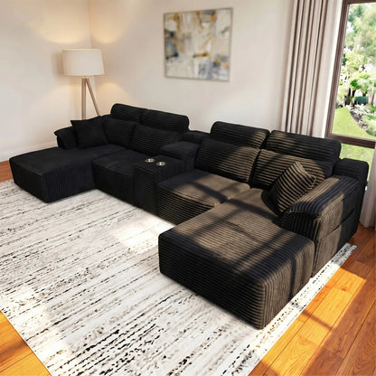 YQzyphyna Modular Cloud U-Shaped Sectional Sofa With Cup Holders