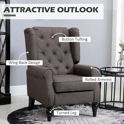 HOMCOM Button Tufted Wingback Accent Chair With Rounded Arms