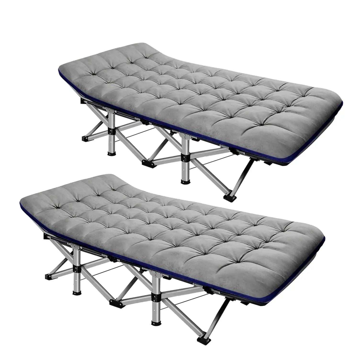 2PK XXL Camping Cot for Adults 900LBS - 78"×32" Oversized Folding Bed with Mattress Pad, Heavy Duty 1200D Oxford, Customized