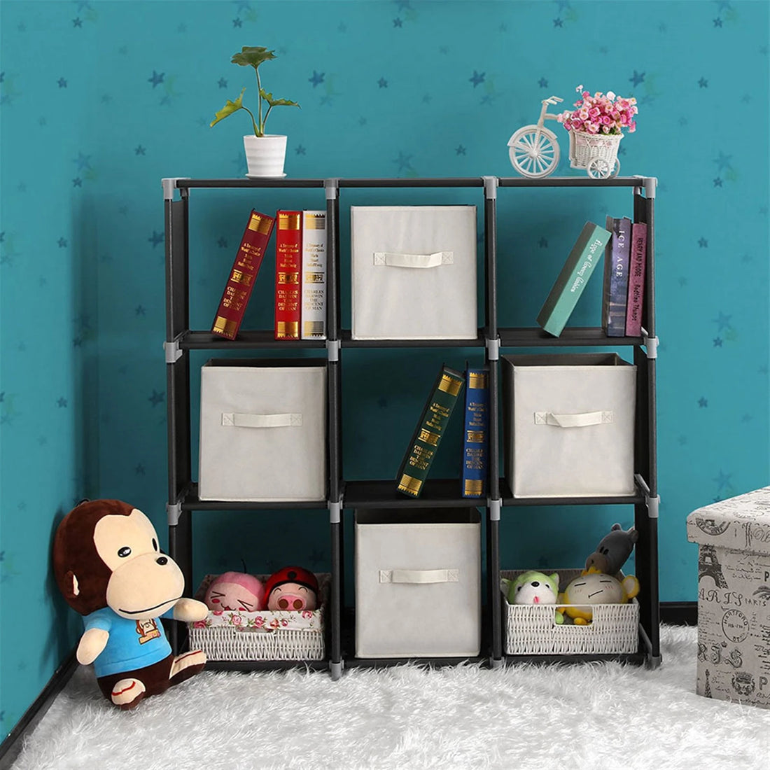 Versatile 3 Tier 9 Compartments Storage Shelf For Organization