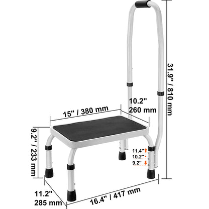 VEVOR Step Stool 1 Step 330lbs Capacity Adjustable Height Toddlers Adults Non Slip Sturdy For Office RVs Pets Bathrooms Bedrooms