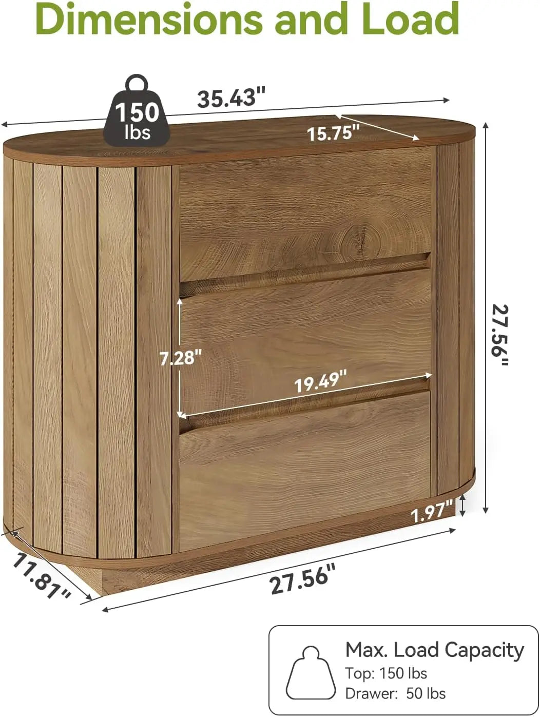 Novilla Oak Nightstand Set With Slatted Sides And Three Drawers