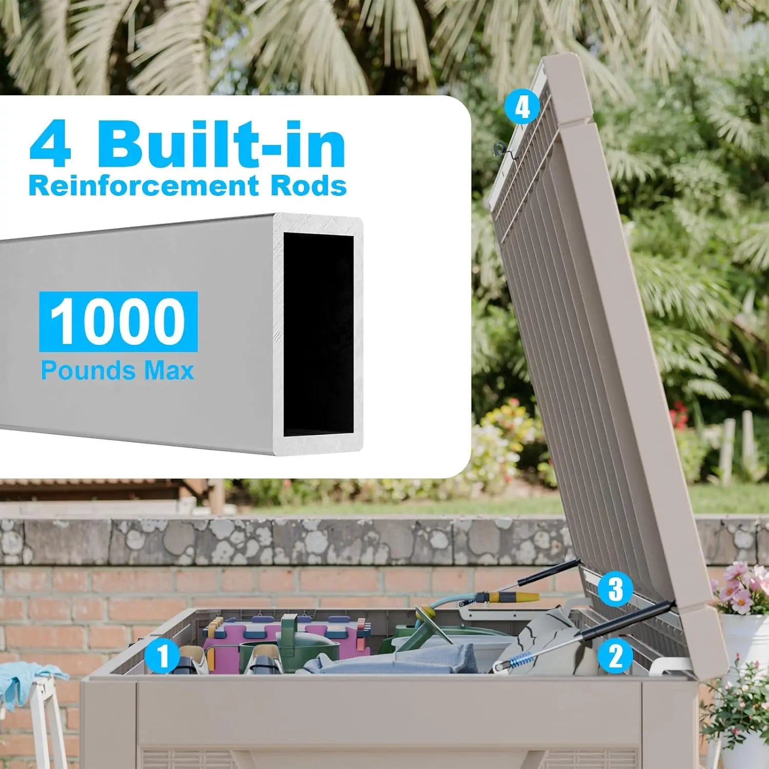 PatioZen 320 Gallon Large Resin Deck Box, Lockable Outdoor Storage Box for Patio Cushions Storage Furniture,Garden Tools
