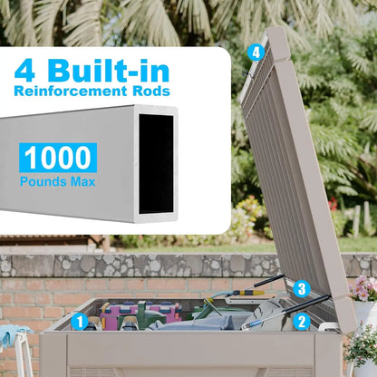 PatioZen 320 Gallon Large Resin Deck Box, Lockable Outdoor Storage Box for Patio Cushions Storage Furniture,Garden Tools