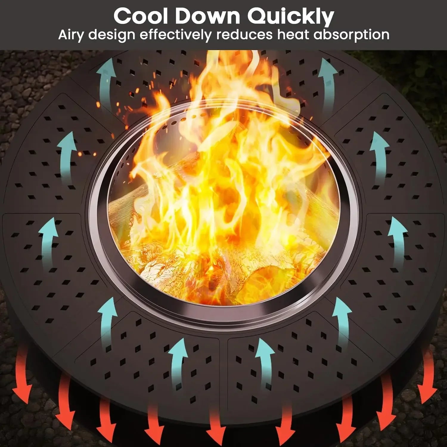 48" Fire Pit Surround Tabletop for Solo Stove Yukon, Bonfire &amp; Tiki, Portable Protective Barrier Equal Width Design with Firewoo