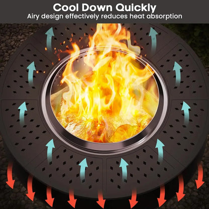 48" Fire Pit Surround Tabletop for Solo Stove Yukon, Bonfire &amp; Tiki, Portable Protective Barrier Equal Width Design with Firewoo
