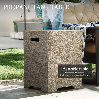 42-inch Outdoor Propane Gas Fire Pit Table 50000 BTU Concrete Round FirePit for Outside Patio with Propane Tank Cover, Wind Guad
