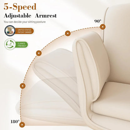 Criss Cross Chair with Wheels &amp; Armrests,Comfy Wide Vanity Chair,Scratch-Resistant Pu Leather Cross Legged Desk, Customized