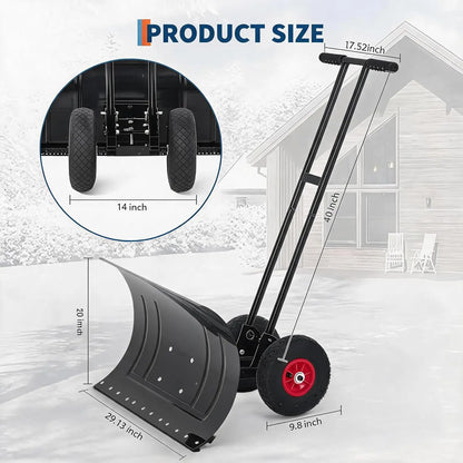 HiMISS Heavy Duty Wheeled Snow Shovel With Adjustable Angled Blade