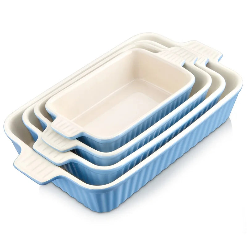MALACASA Ceramic Baking Dish Set With Handles For Casseroles