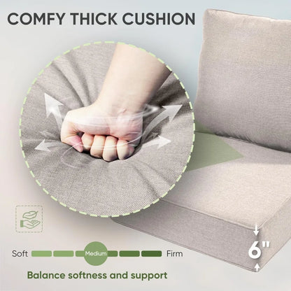 Set of 3 Outdoor Patio Chair Cushions, Waterproof 24x24 Inch, 6-Inch Thickened Seat Cushions for Outdoor Furniture