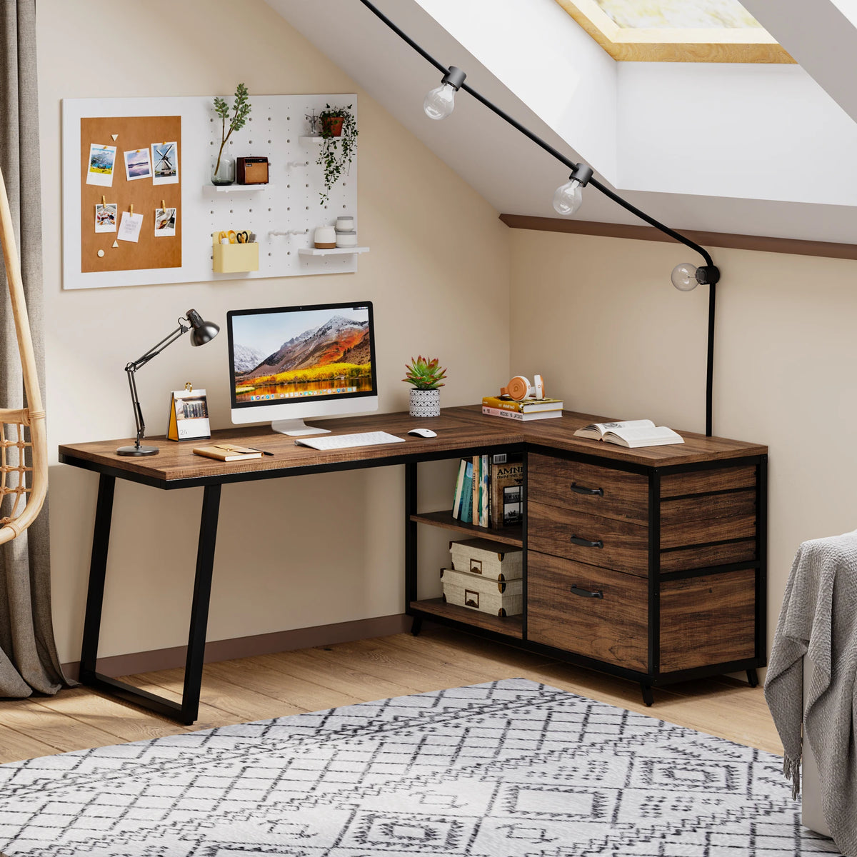Tribesigns L Shaped Computer Desk With Drawers And Shelves For Office