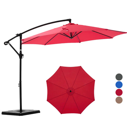 JHK Outdoor Offset Cantilever Patio Umbrella With Base And Tilt