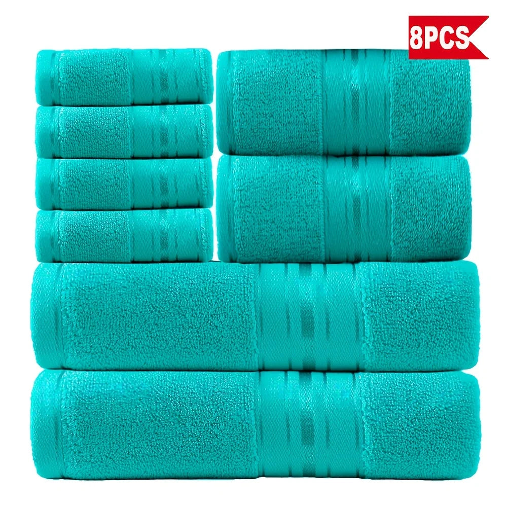 8 Piece Luxury Towel Set – Majestic Plush, Super Absorbent &amp; Quicker-to-Dry, Thick 100% Ring Spun Cotton Towels for Bathroom, Spa &amp; Hotel – 2 Bath, 2 Hand, 4 Washcloths