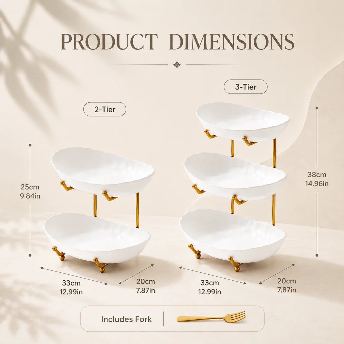 2/3-Tier Plastic Fruit Bowl Stand with Metal Frame, Large Capacity Countertop Fruit Basket for Fruits, Vegetables, Bread, Snacks &amp; Desserts, Kitchen Counter Organizer
