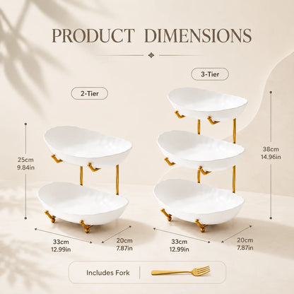 2/3-Tier Plastic Fruit Bowl Stand with Metal Frame, Large Capacity Countertop Fruit Basket for Fruits, Vegetables, Bread, Snacks &amp; Desserts, Kitchen Counter Organizer