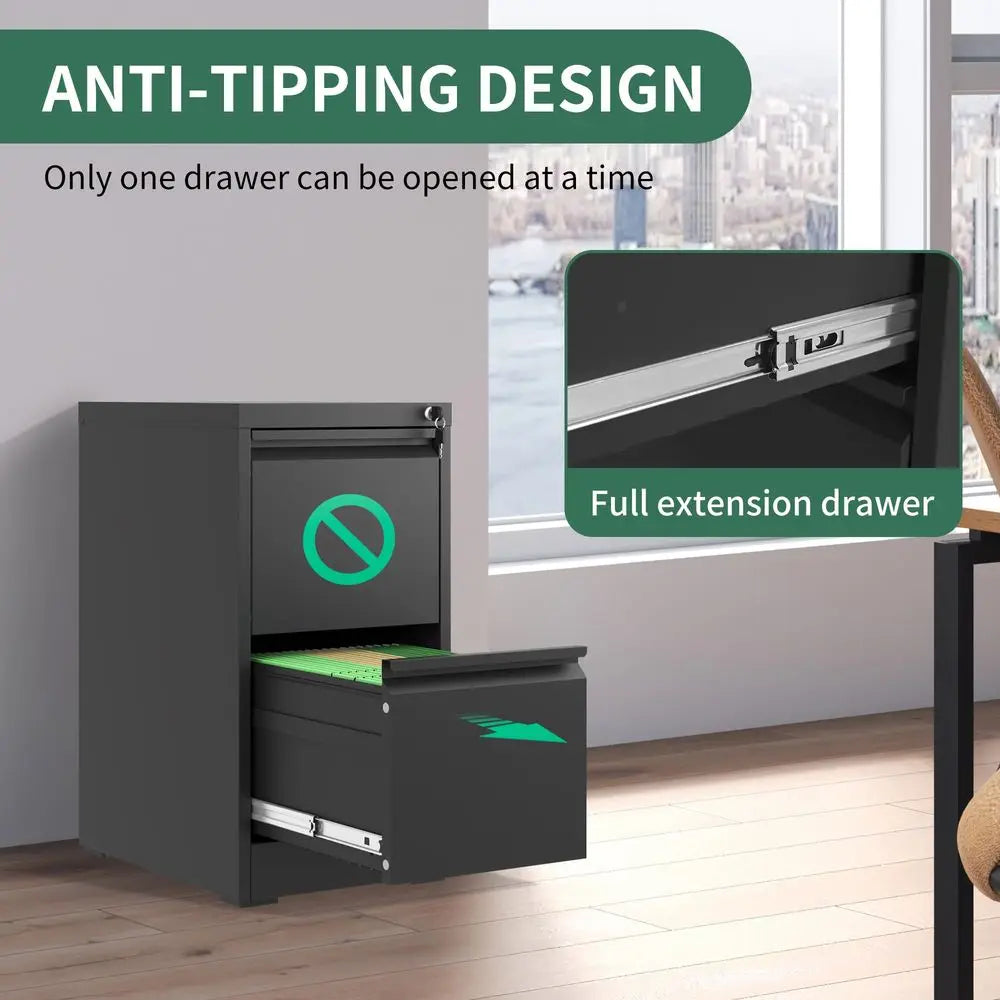 de 2 cajones, archivadores verticales con cerradura para oficina en casa, archivador de acero de oficina resistente para colgar