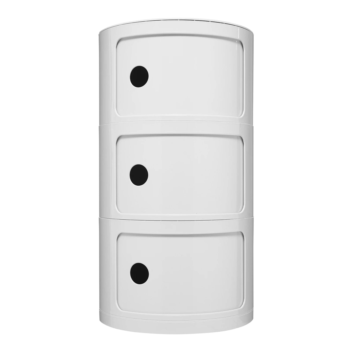 3 Layers Round Bedside Cabinet with 3 Drawers Cabinet with Storage - Round End Table Nightstand for Bedroom Living Room White